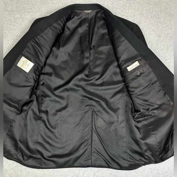 Bill Blass Blazer Mens 44R Black 100% Camel Hair Sport Coat Made in USA‎